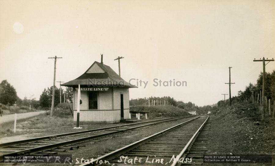 Postcard: Central Vermont Railroad Station, State Line, Massachusetts